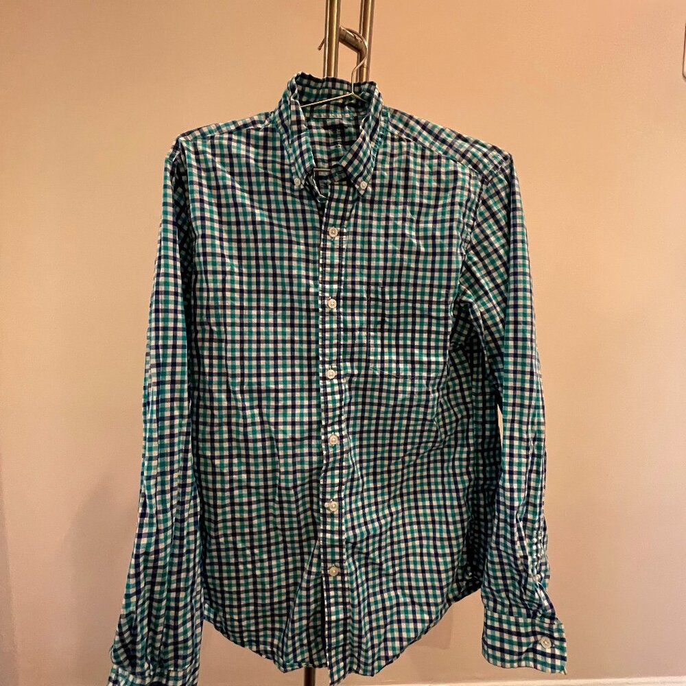 Mens JCrew Button-Down cotton gingham shirt (Small)